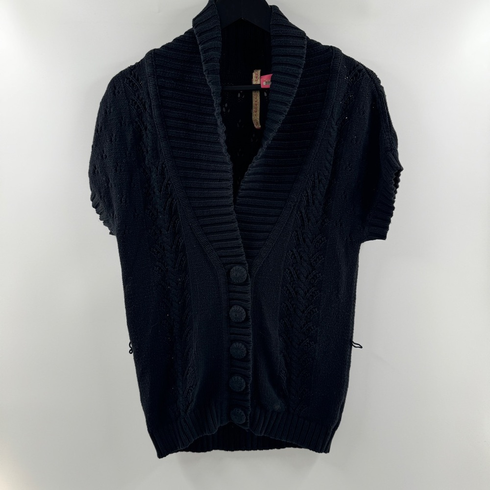 Charlotte Tarantola Black Y2K Knit Sweater Size Medium Cotton Blend